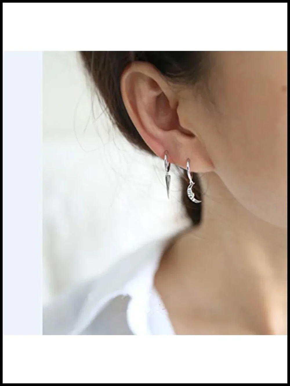 925 Sterling Silver Hoop Drop Earrings Hypoallergenic Geometric Punk Jewelry